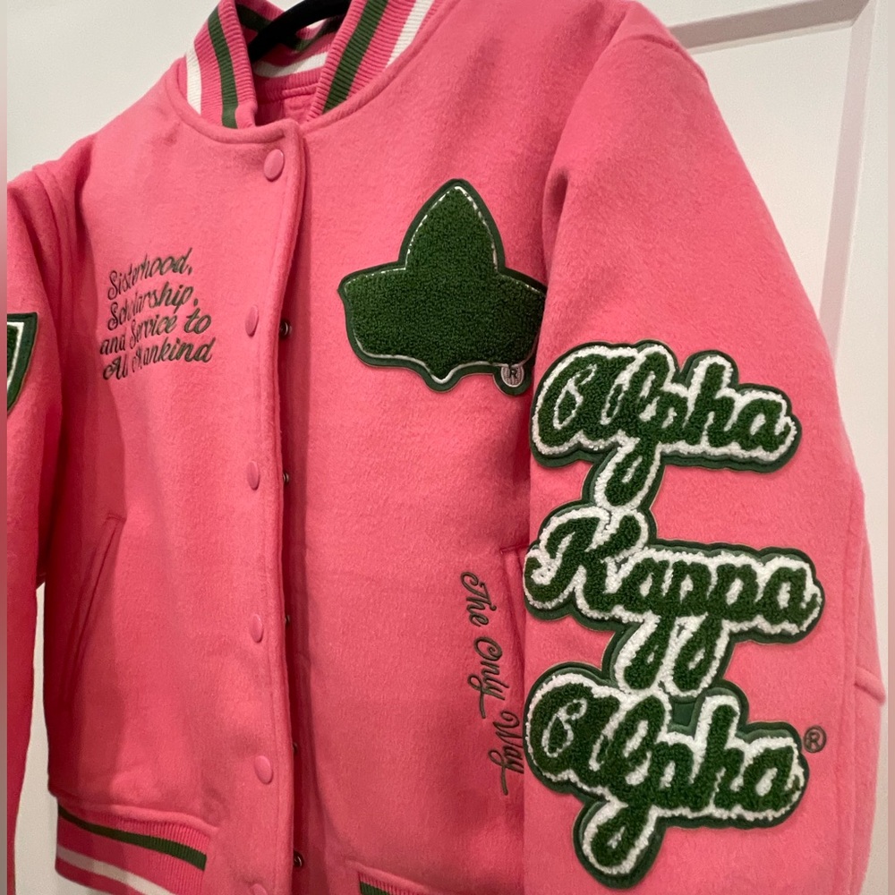 NEW*FULL LENGTH TIMELESS IVY VARSITY AKA LETTERMAN JACKET,PINK Alpha Kappa Alpha - Picture 4 of 8